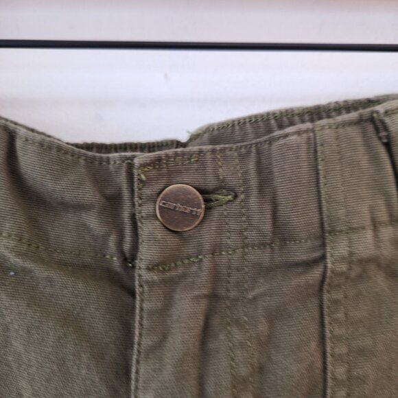 Carhartt Olive Green Relaxed Fit Canvas Shorts Hiking Workwear Women's 8 Reg - Picture 3 of 7